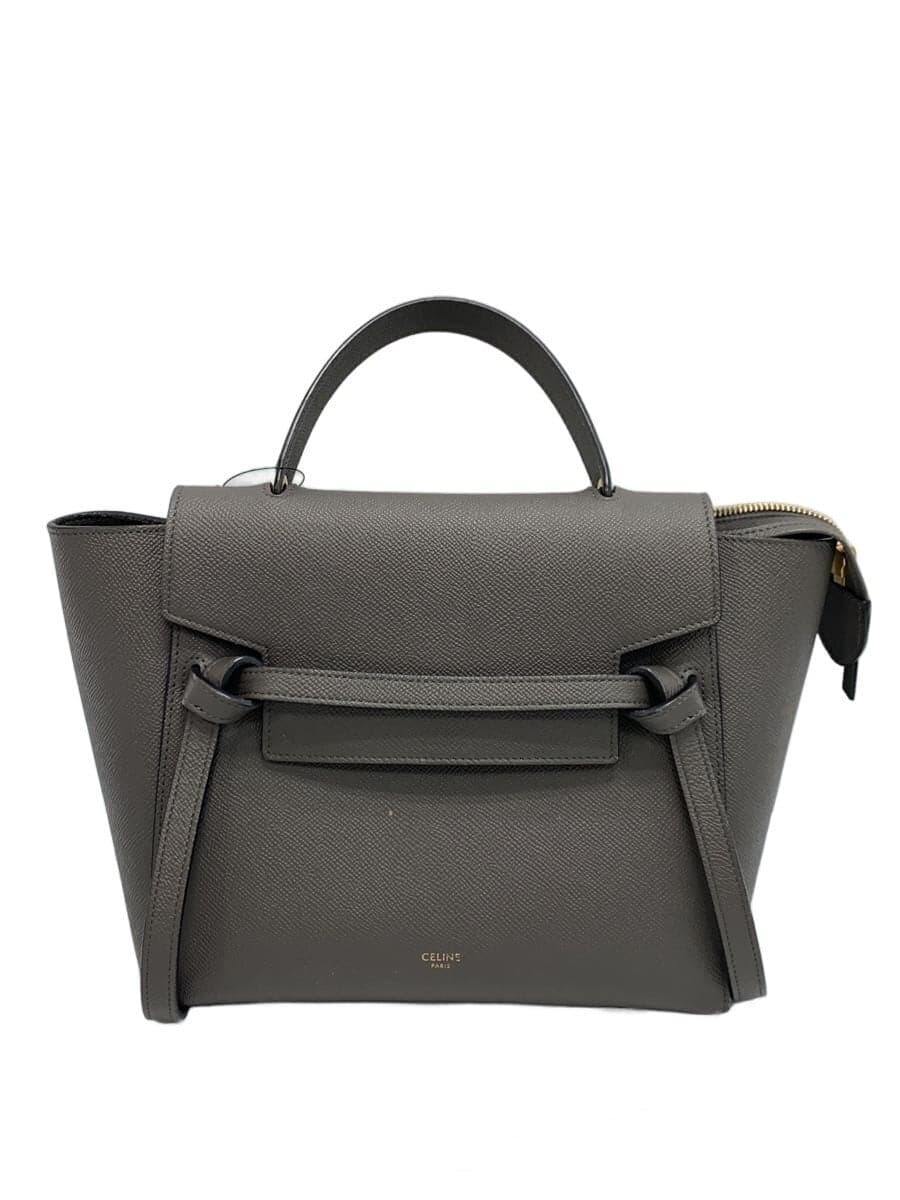 CELINE Shoulder Bag Leather GRY