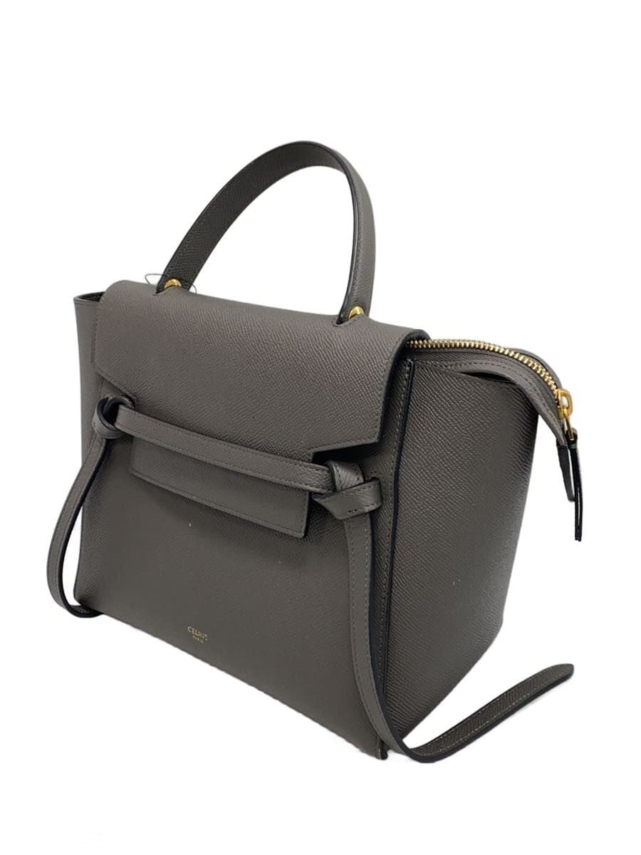 CELINE Shoulder Bag Leather GRY 2