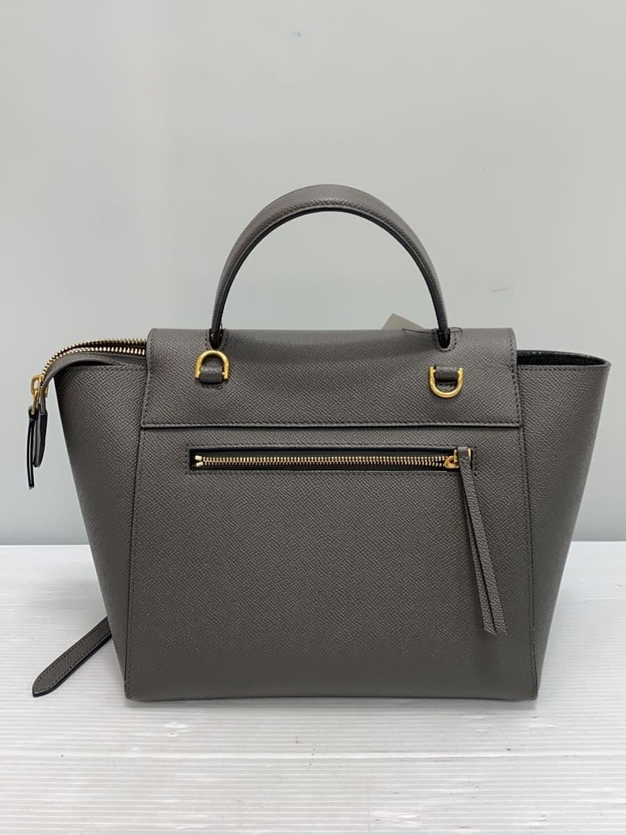 CELINE Shoulder Bag Leather GRY 3