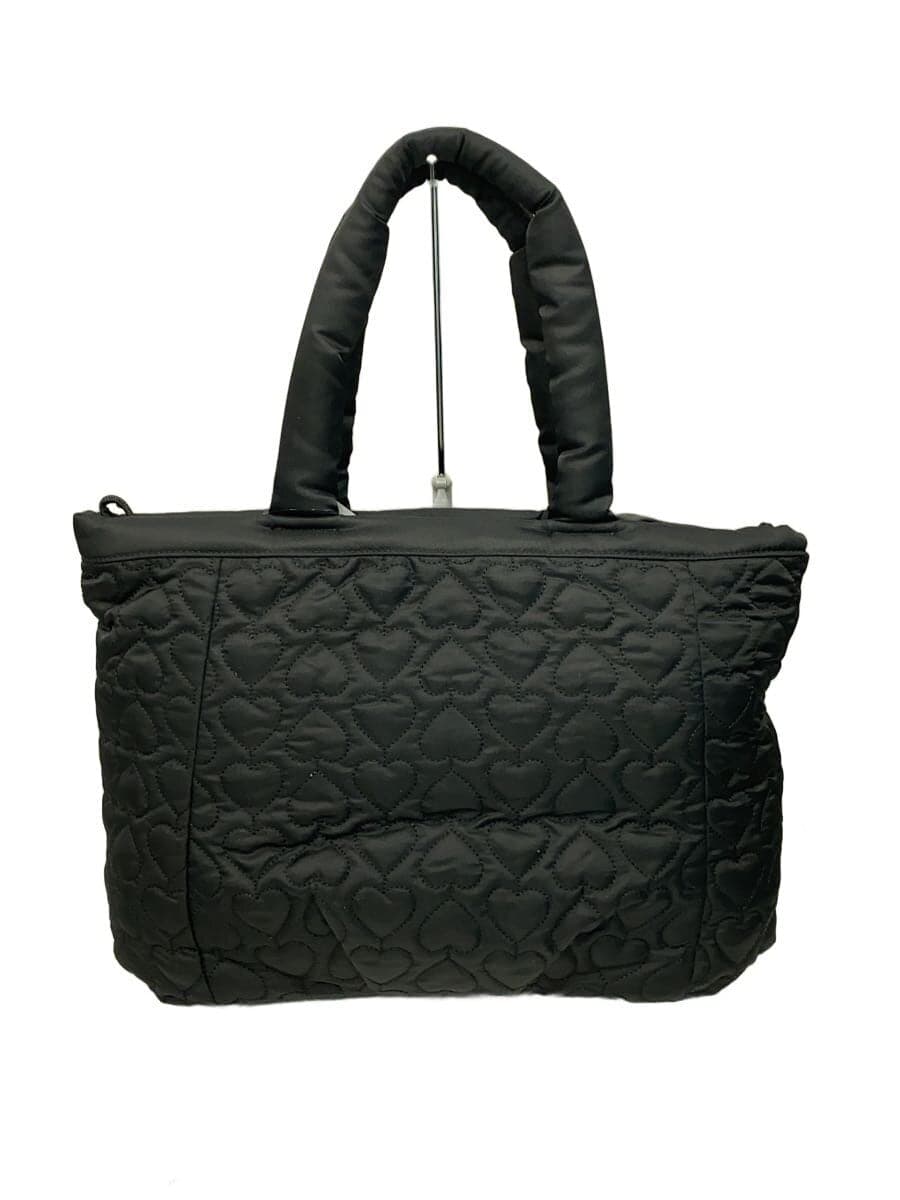 ANNA SUI Happiness Heart Quilted Tote Bag Nylon BLK Heart All Over Pattern 316761 3