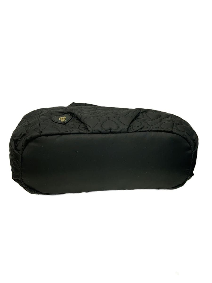 ANNA SUI Happiness Heart Quilted Tote Bag Nylon BLK Heart All Over Pattern 316761 4