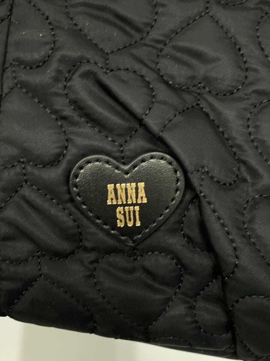 ANNA SUI Happiness Heart Quilted Tote Bag Nylon BLK Heart All Over Pattern 316761 5