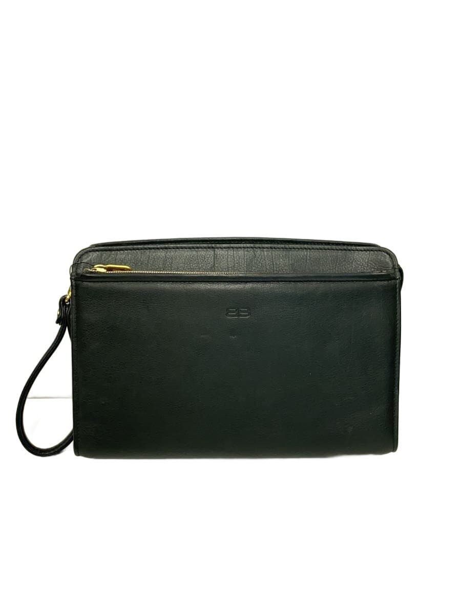 BALENCIAGA Clutch Bag Leather BLK