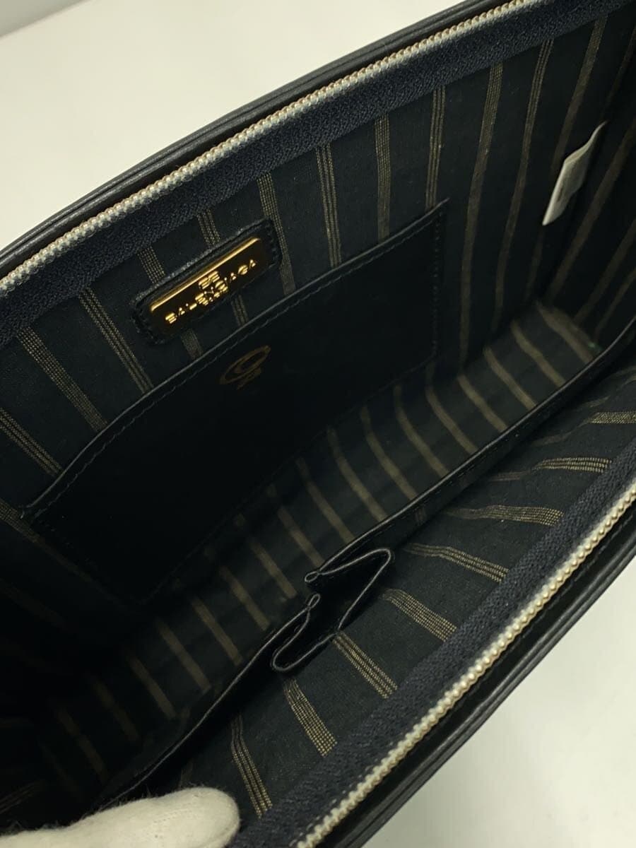 BALENCIAGA Clutch Bag Leather BLK 6