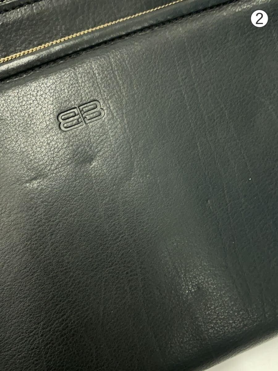 BALENCIAGA Clutch Bag Leather BLK 9