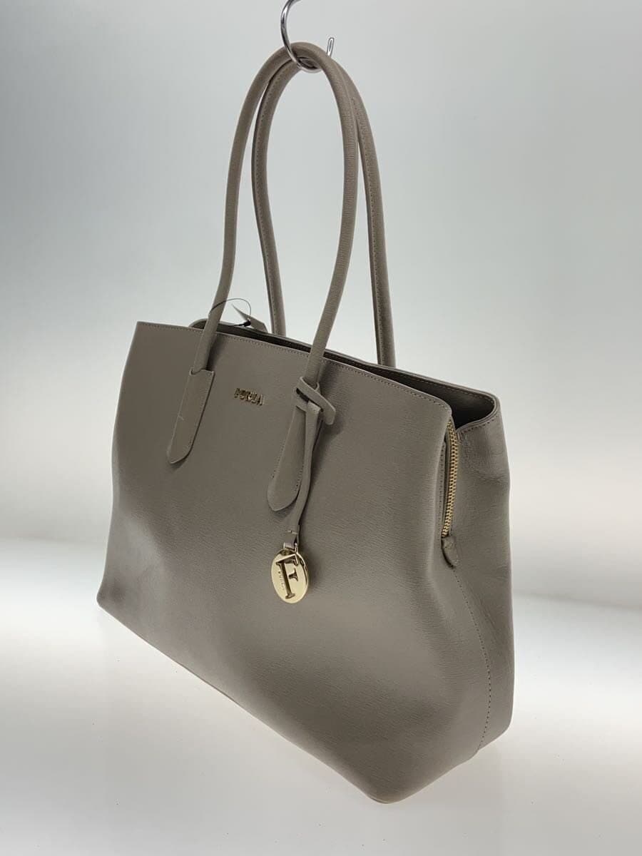 FURLA bag leather GRY solid color 2
