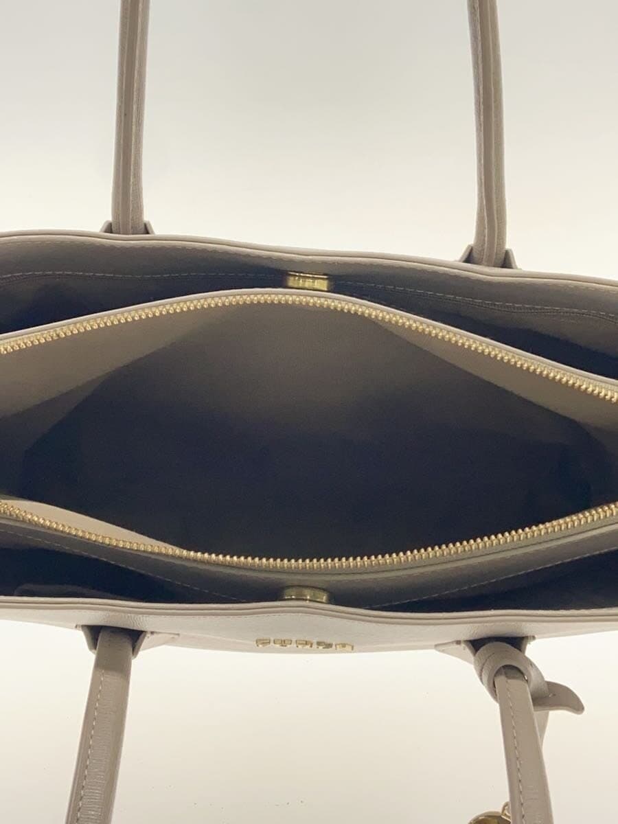 FURLA bag leather GRY solid color 6