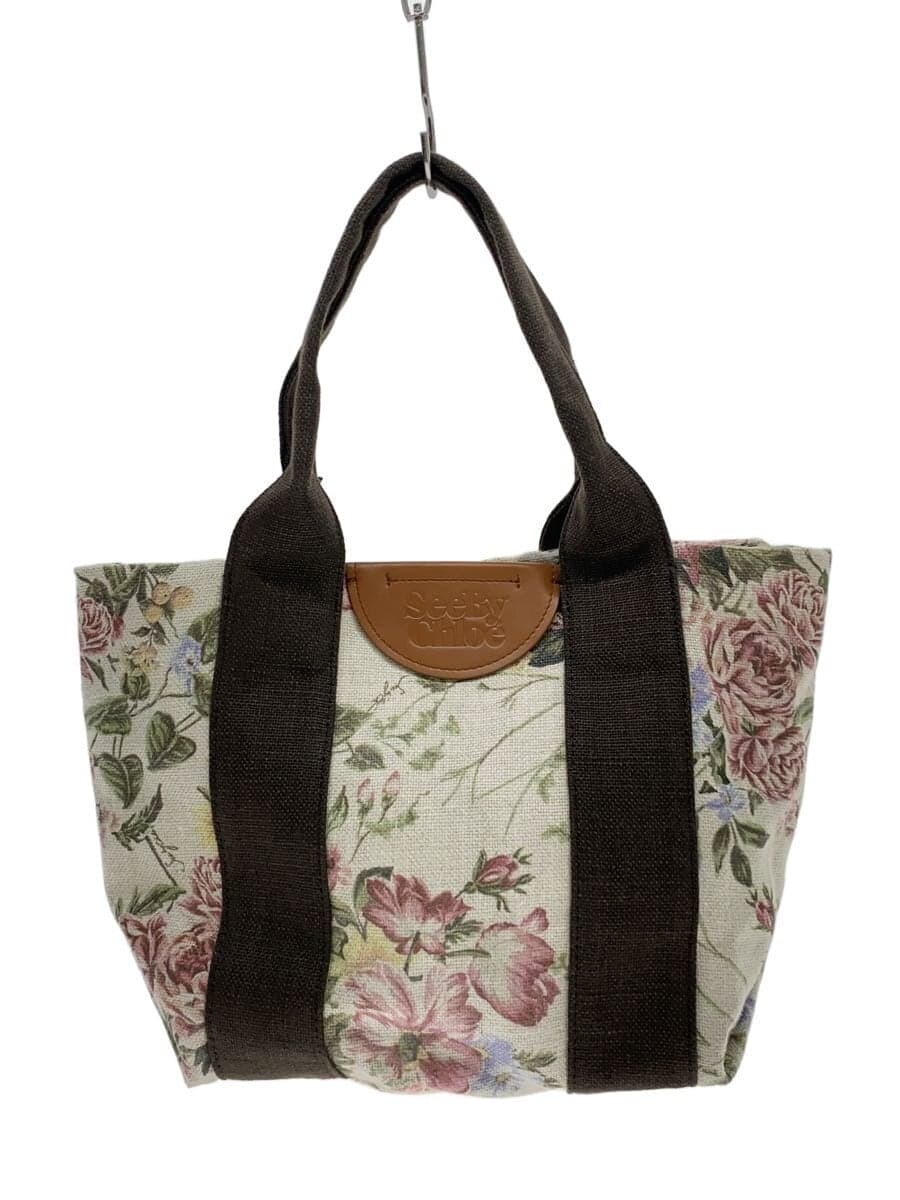SEE BY CHLOE bag canvas WHT flower pattern