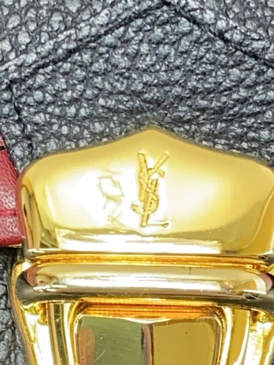 YVES SAINT LAURENT Shoulder Bag Leather BLK Solid Diamond Cut 5