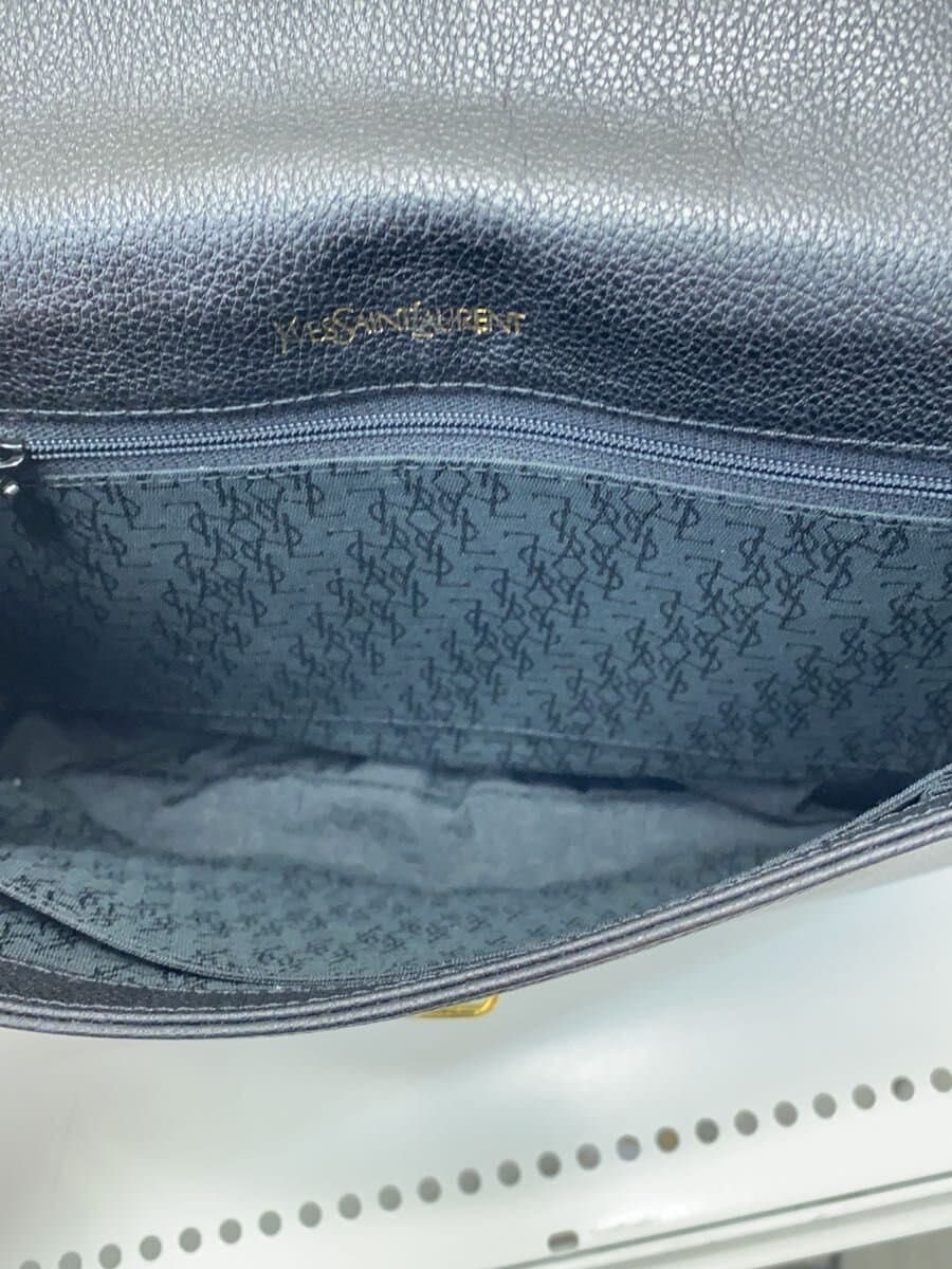 YVES SAINT LAURENT Shoulder Bag Leather BLK Solid Diamond Cut 6