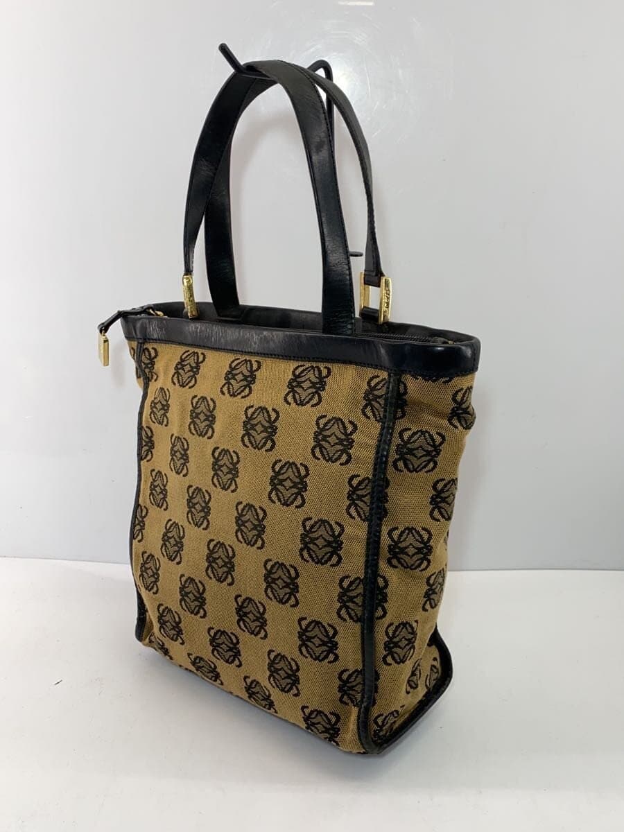 LOEWE Anagram Handbag Canvas BRW Logo Plate Back Side Peeling 2