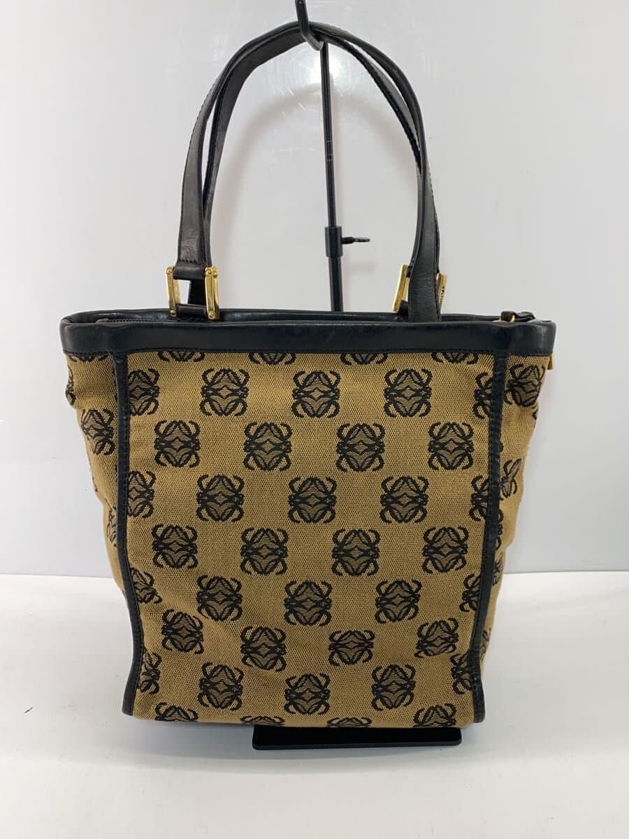 LOEWE Anagram Handbag Canvas BRW Logo Plate Back Side Peeling 3