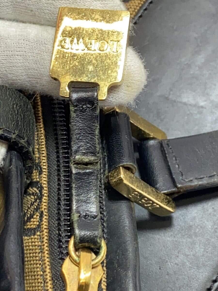 LOEWE Anagram Handbag Canvas BRW Logo Plate Back Side Peeling 8