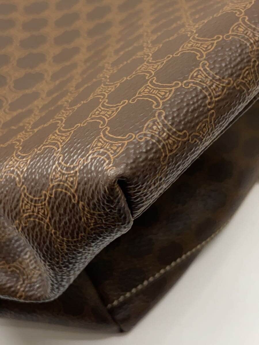 CELINE Drawstring Shoulder Bag PVC BRW All Over Pattern 7