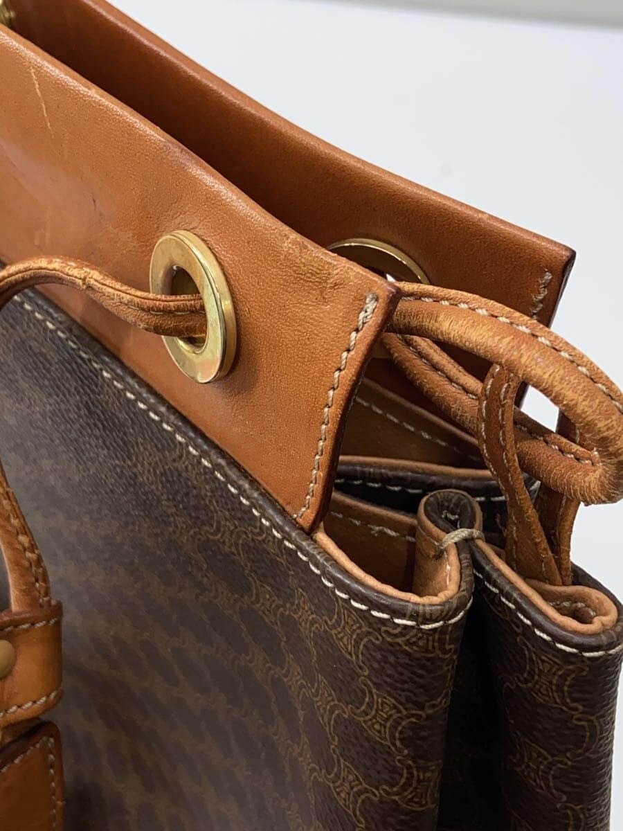 CELINE Drawstring Shoulder Bag PVC BRW All Over Pattern 8