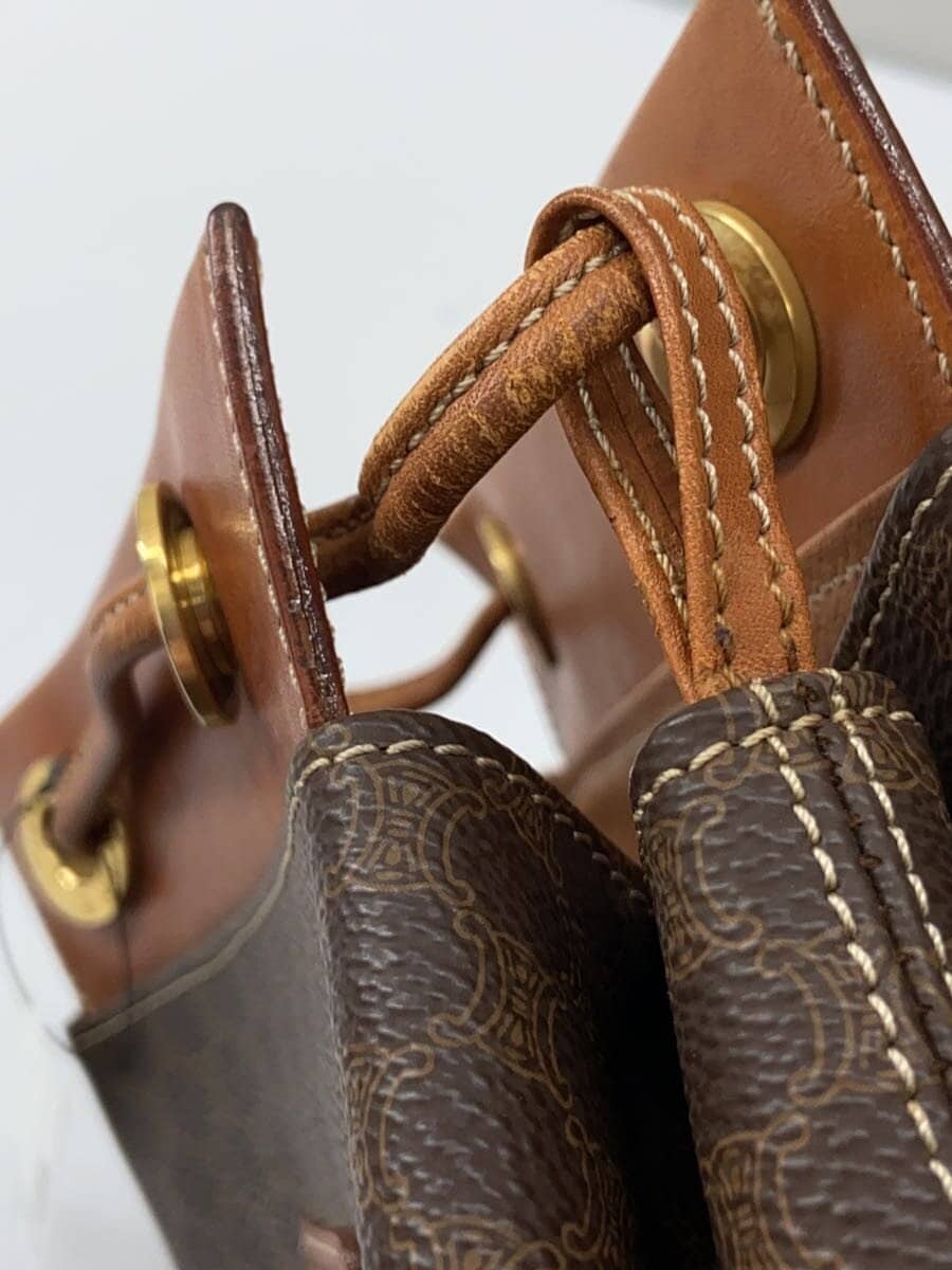 CELINE Drawstring Shoulder Bag PVC BRW All Over Pattern 9