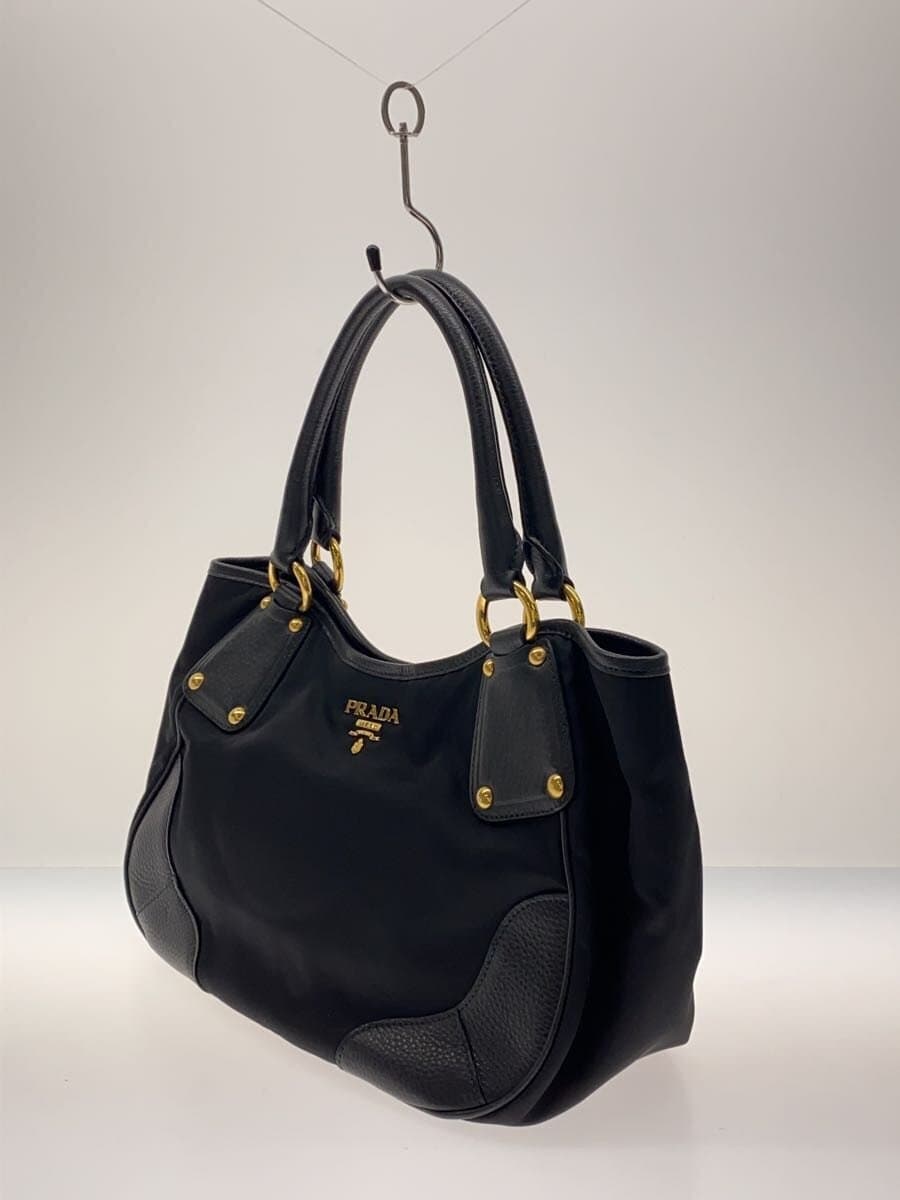 PRADA Bottom Soil Hardware With Scratches Tote Bag Nylon BLK BR4635 2