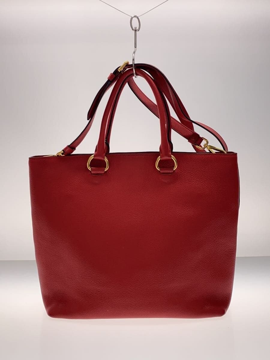 PRADA2-Way Stain Scratch Hardware Sticky Handbag Leather RED 3