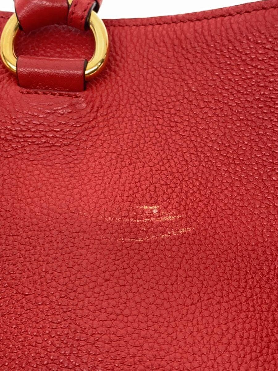 PRADA2-Way Stain Scratch Hardware Sticky Handbag Leather RED 8