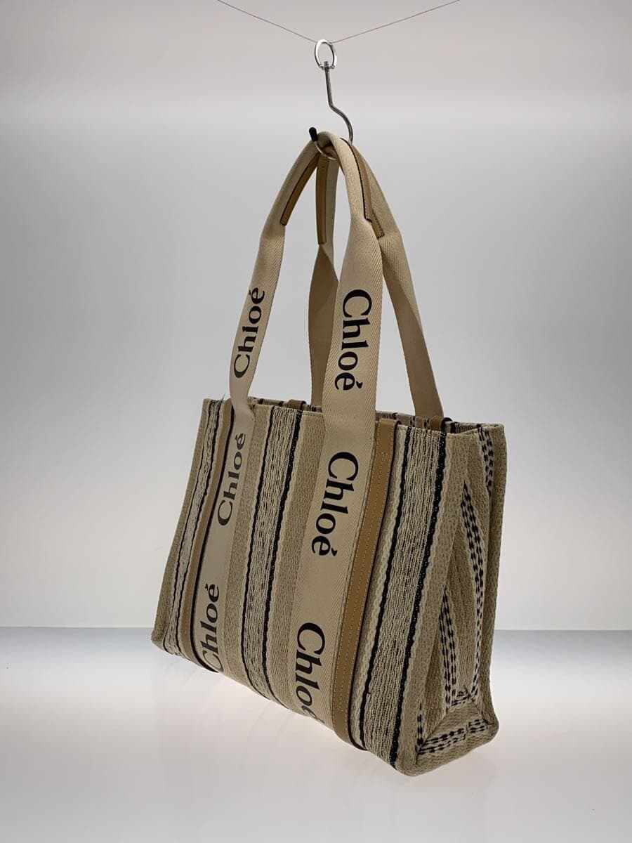 Chloe Woody Medium Tote Bag Canvas CRM 2