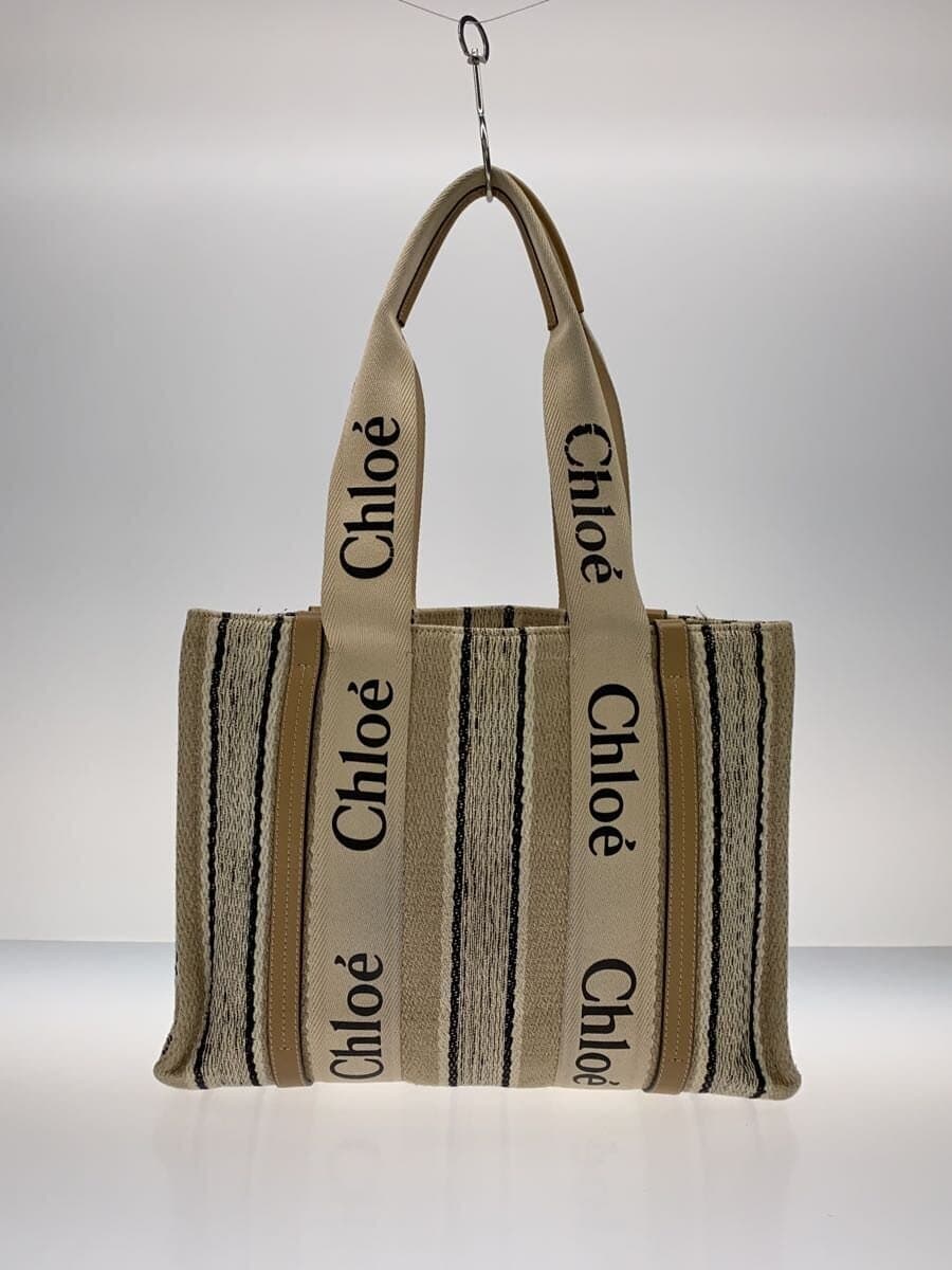 Chloe Woody Medium Tote Bag Canvas CRM 3