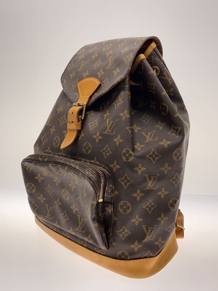 LOUIS VUITTON Montsouris Soil Stain Hardware Scratch Leather Crack Backpack PVC BRW Monogram M51135 2