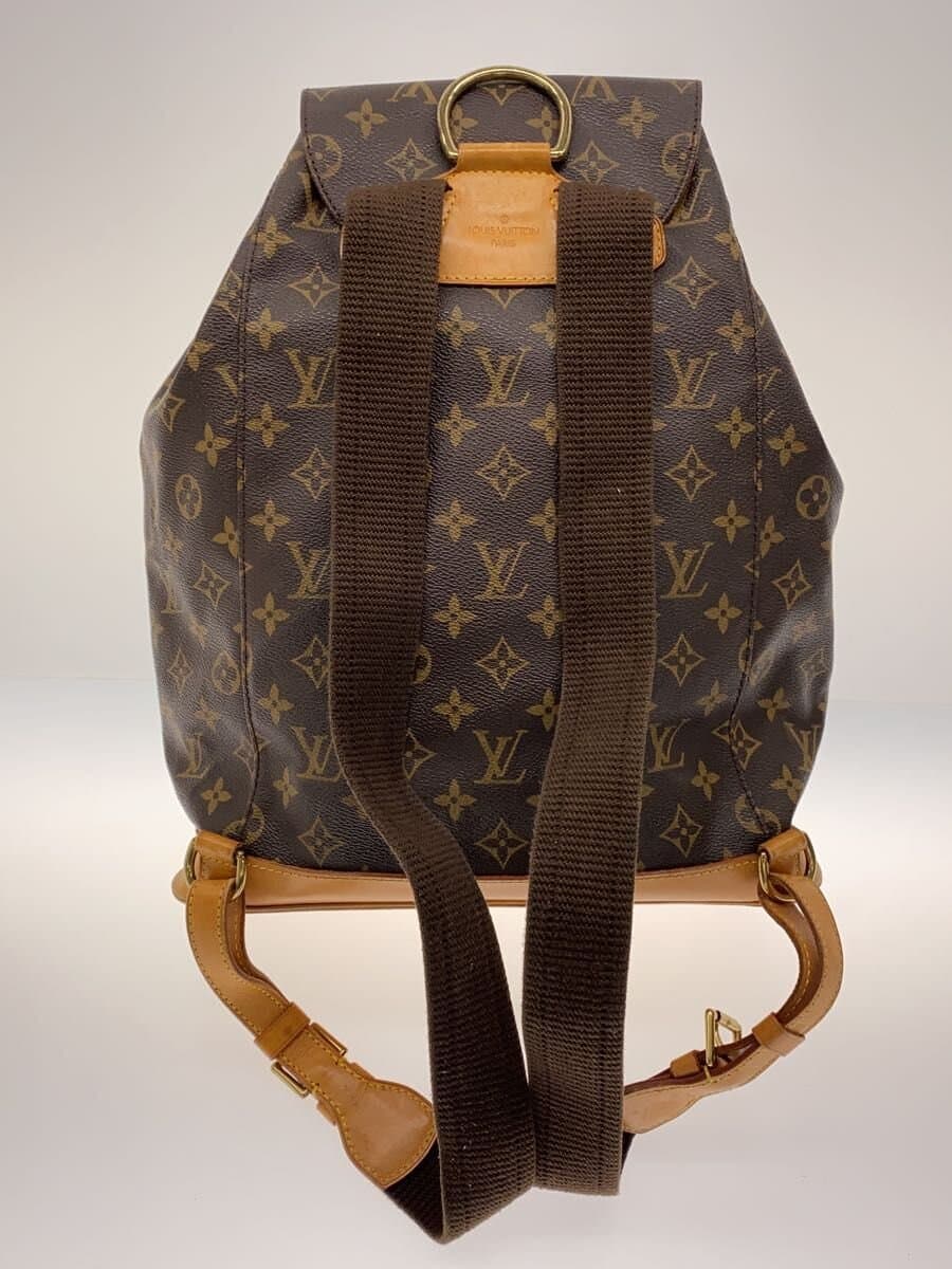 LOUIS VUITTON Montsouris Soil Stain Hardware Scratch Leather Crack Backpack PVC BRW Monogram M51135 3