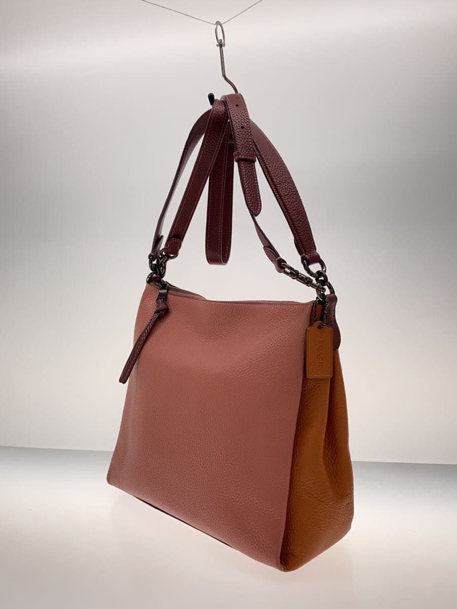 COACH 2WAY Shoulder Bag Leather Bicolor PNK BRW C0826 2