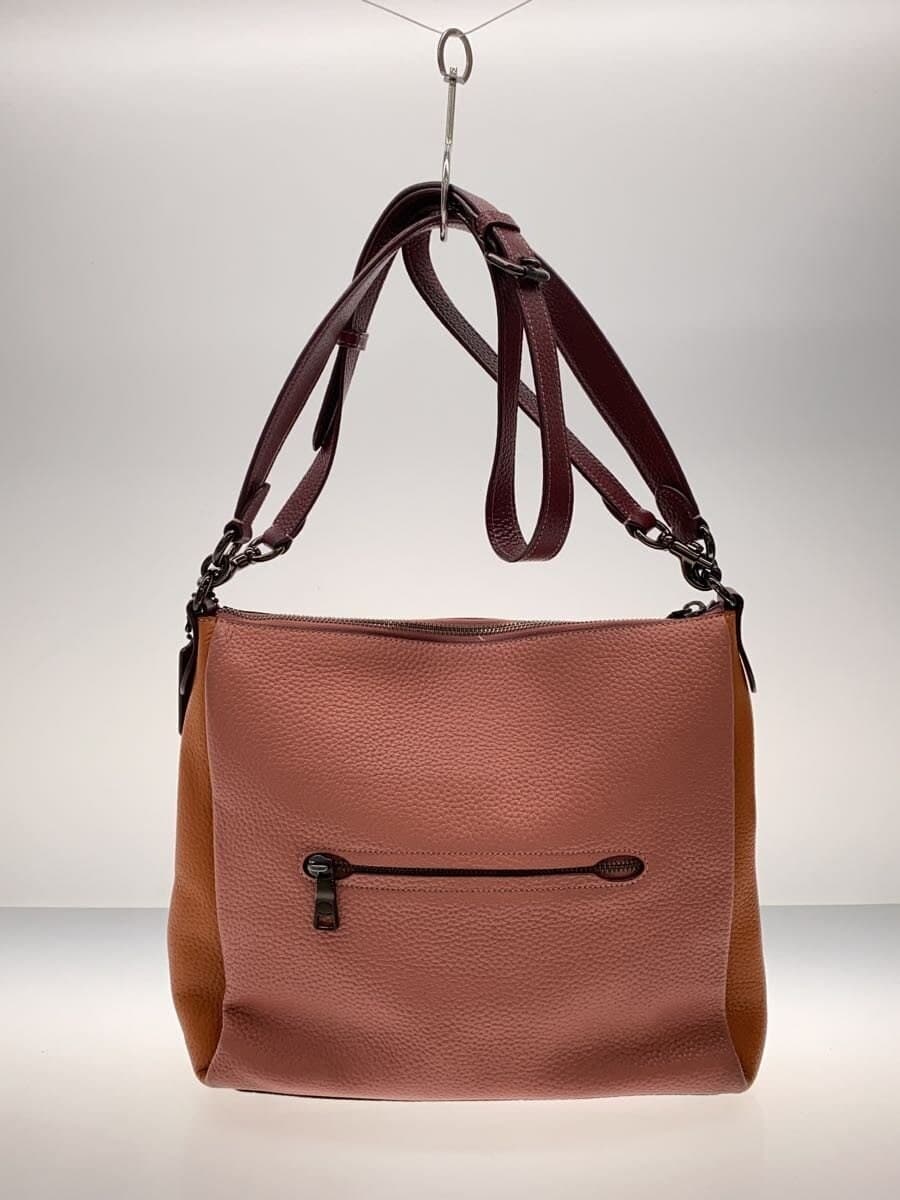 COACH 2WAY Shoulder Bag Leather Bicolor PNK BRW C0826 3