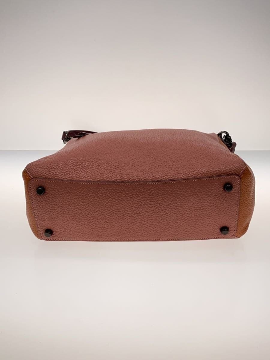 COACH 2WAY Shoulder Bag Leather Bicolor PNK BRW C0826 4