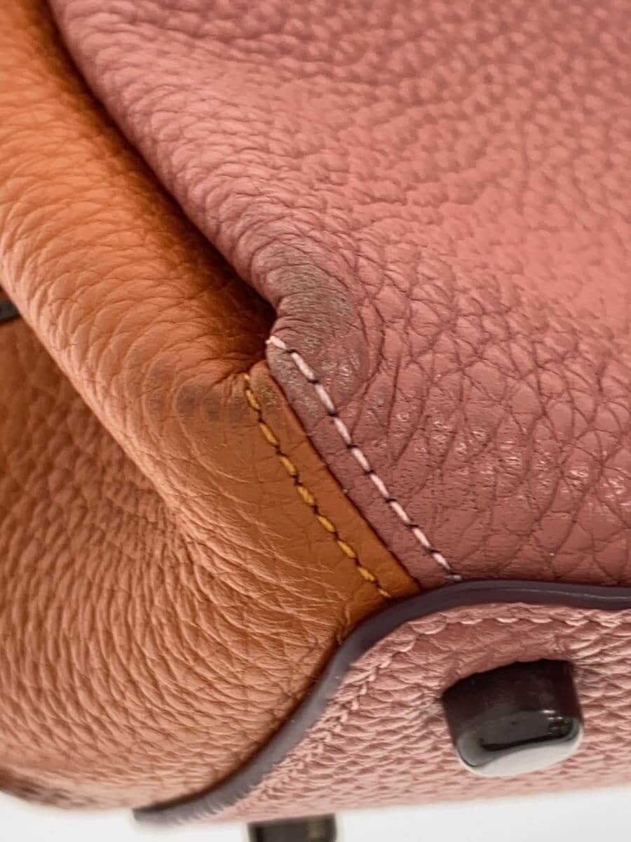 COACH 2WAY Shoulder Bag Leather Bicolor PNK BRW C0826 7