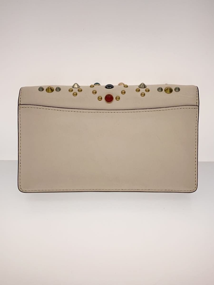 COACH chain shoulder wallet leather studs WHT 66624 2