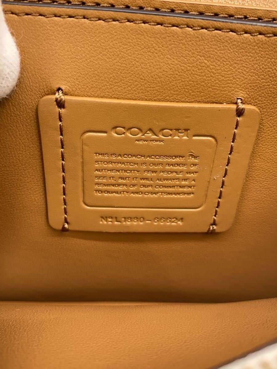 COACH chain shoulder wallet leather studs WHT 66624 3