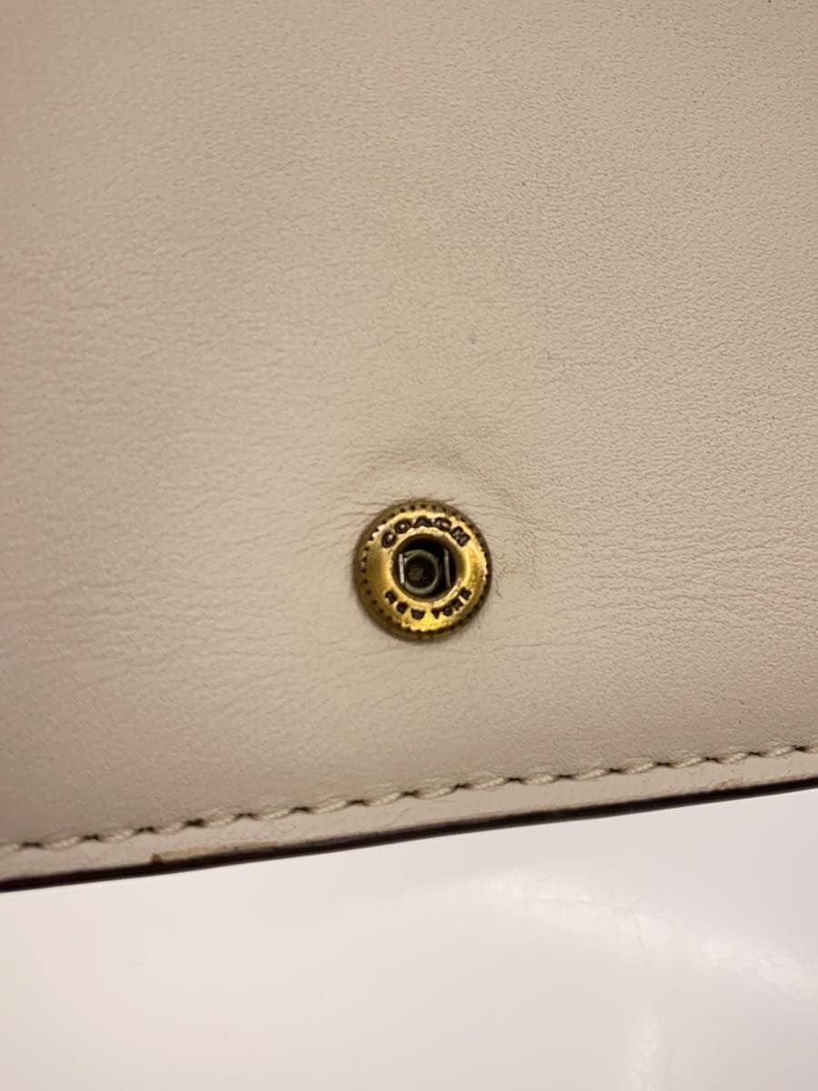 COACH chain shoulder wallet leather studs WHT 66624 7