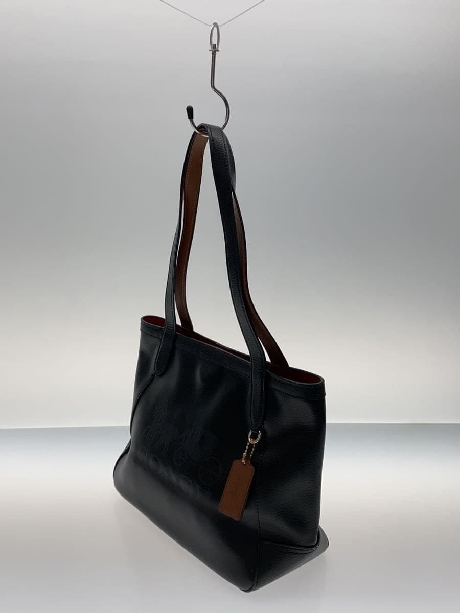 COACH logo tote bag leather BLK H2254 2