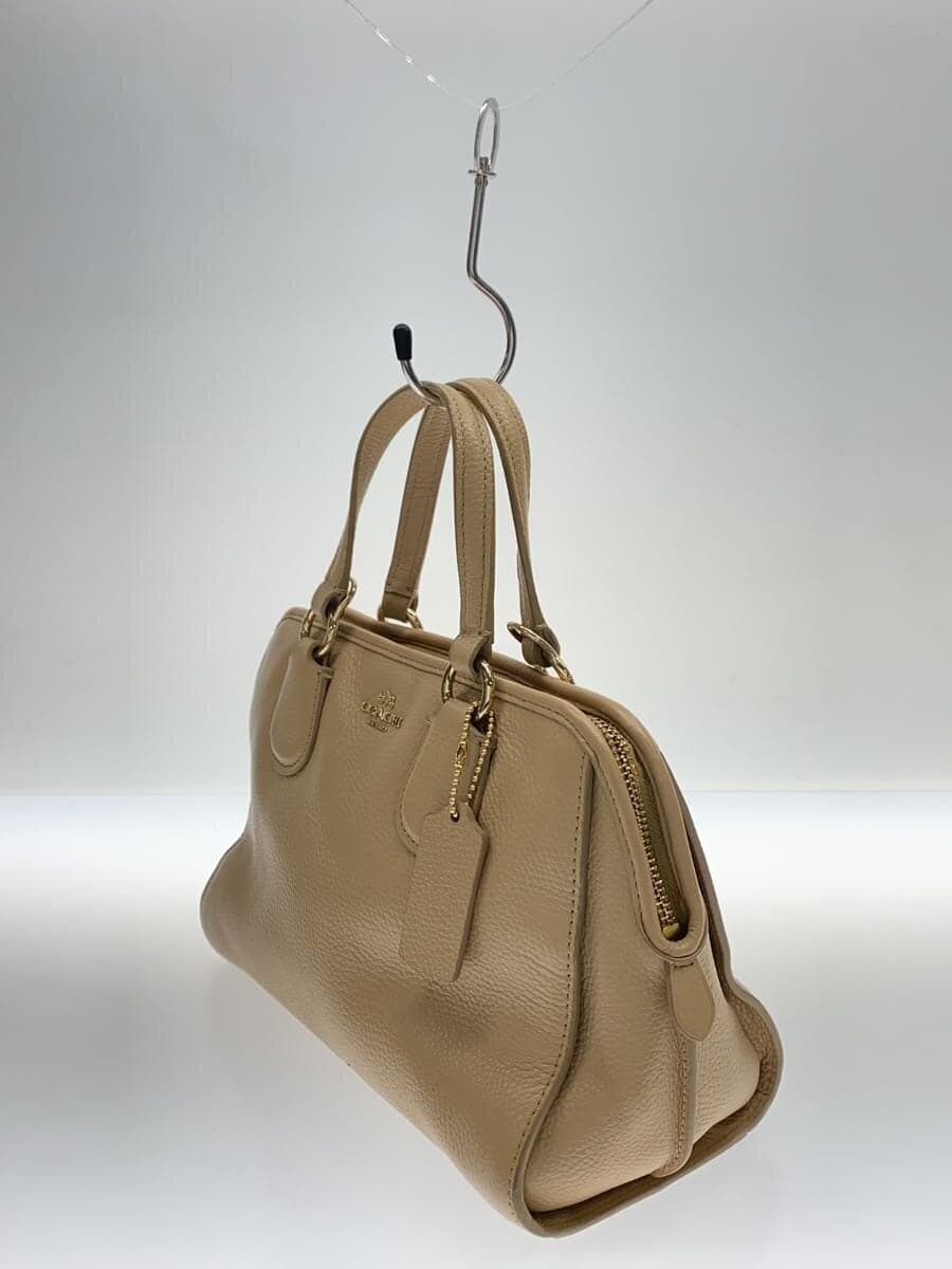 COACH 2WAY Handbag Leather Beige 33735 2