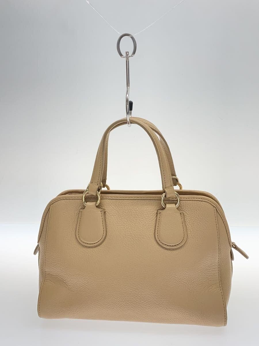 COACH 2WAY Handbag Leather Beige 33735 3