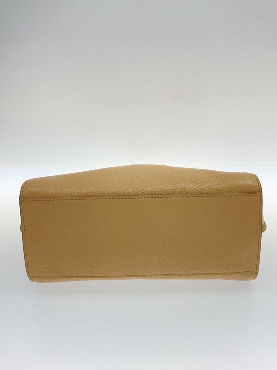 COACH 2WAY Handbag Leather Beige 33735 4