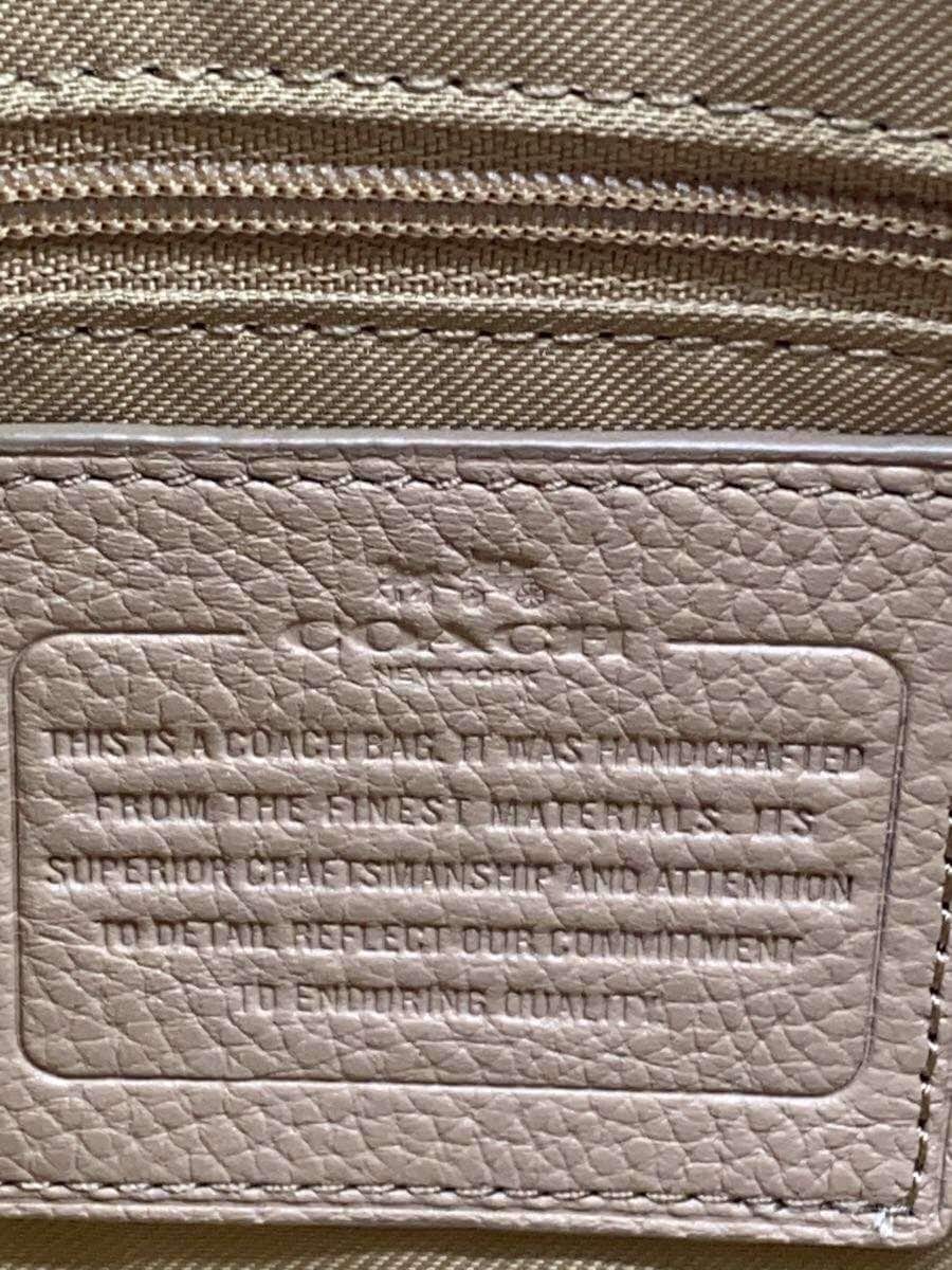 COACH 2WAY Handbag Leather Beige 33735 5