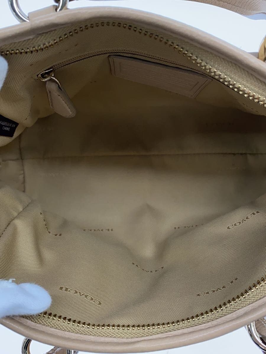 COACH 2WAY Handbag Leather Beige 33735 6