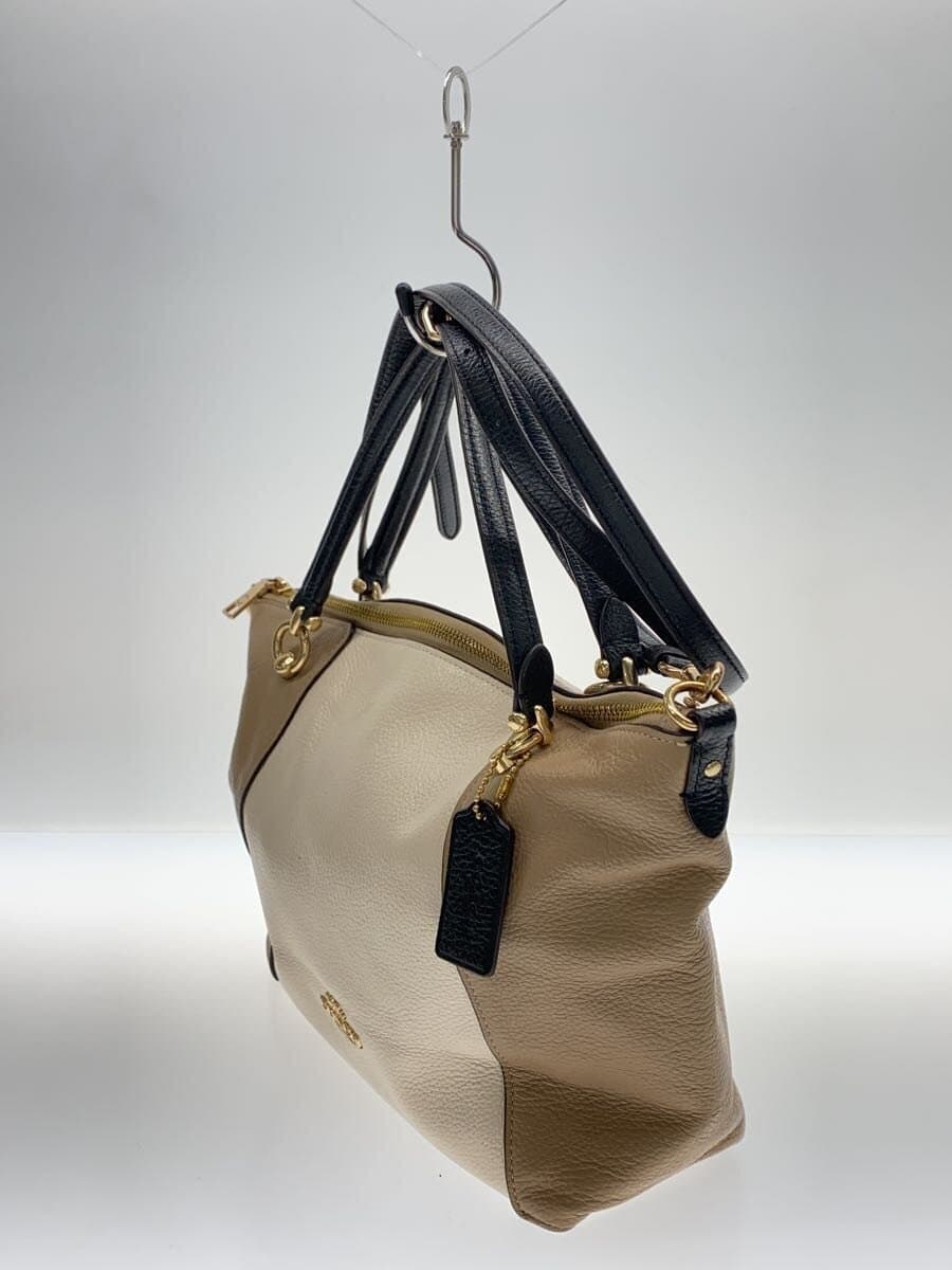 COACH 2WAY Shoulder Bag Leather Bicolor BEG BRW C6841 2