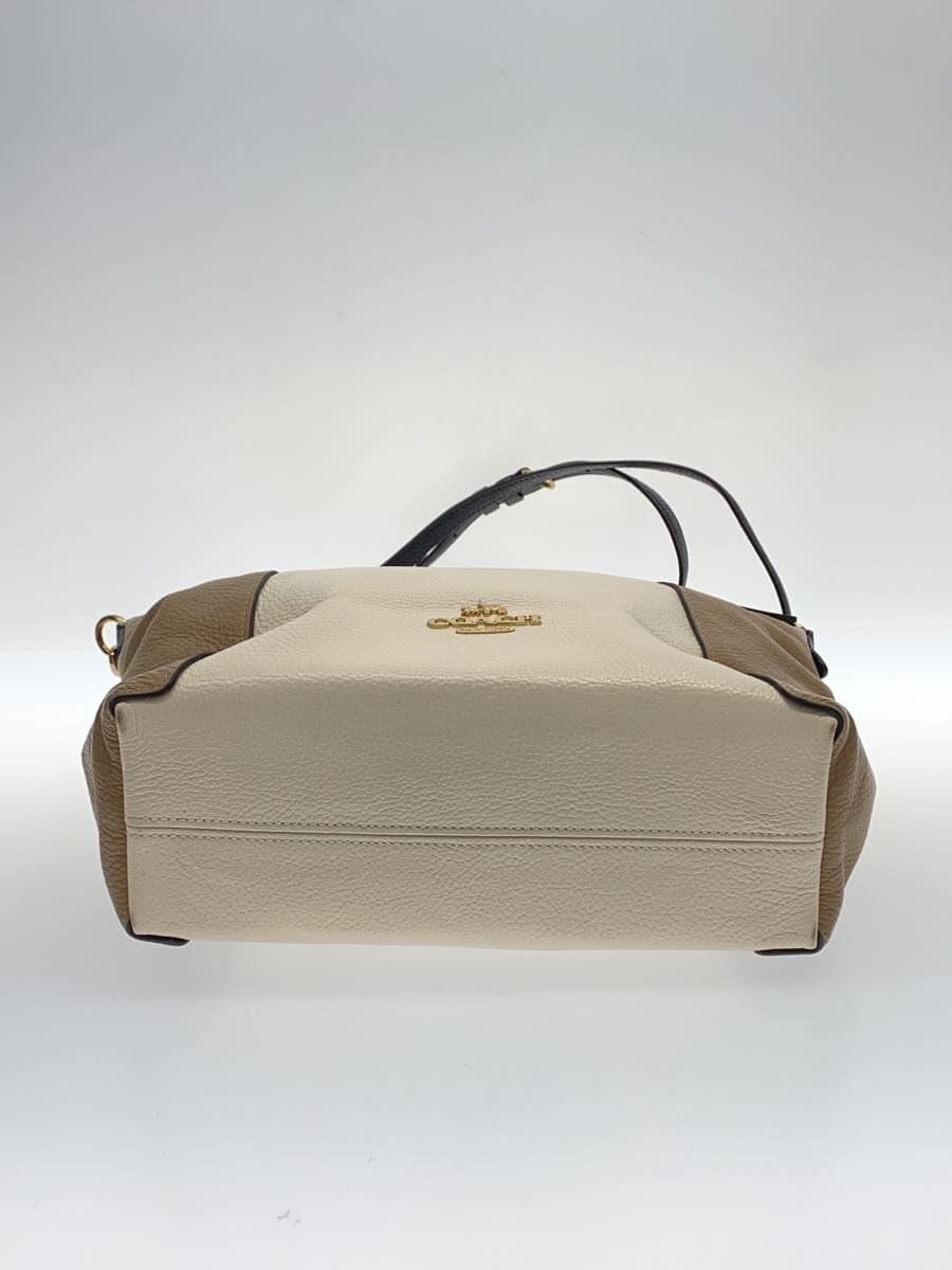 COACH 2WAY Shoulder Bag Leather Bicolor BEG BRW C6841 4