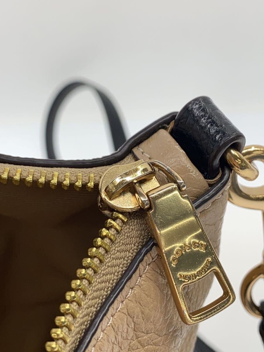 COACH 2WAY Shoulder Bag Leather Bicolor BEG BRW C6841 7