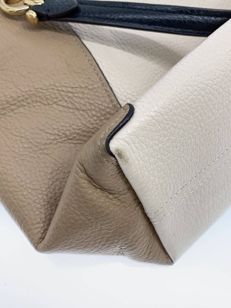 COACH 2WAY Shoulder Bag Leather Bicolor BEG BRW C6841 8