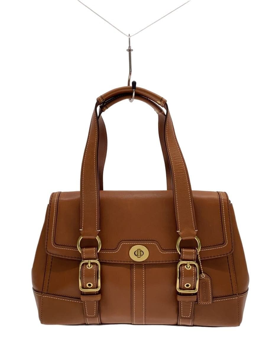 COACHCOACH Coach Pumpton's Leather Flap Tote Bag BRW Solid Color