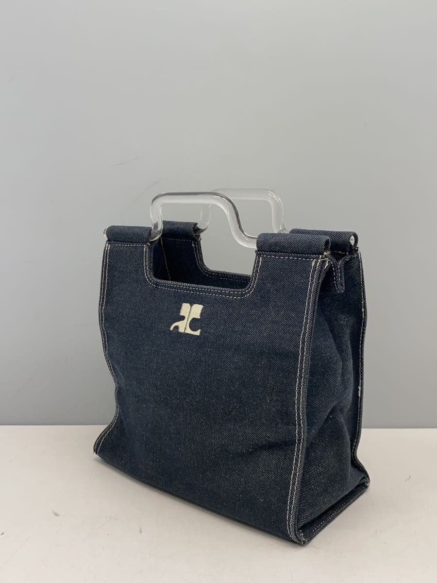 Courreges Square Denim Bag Clear Handle Tote Bag Denim IDG Solid 2