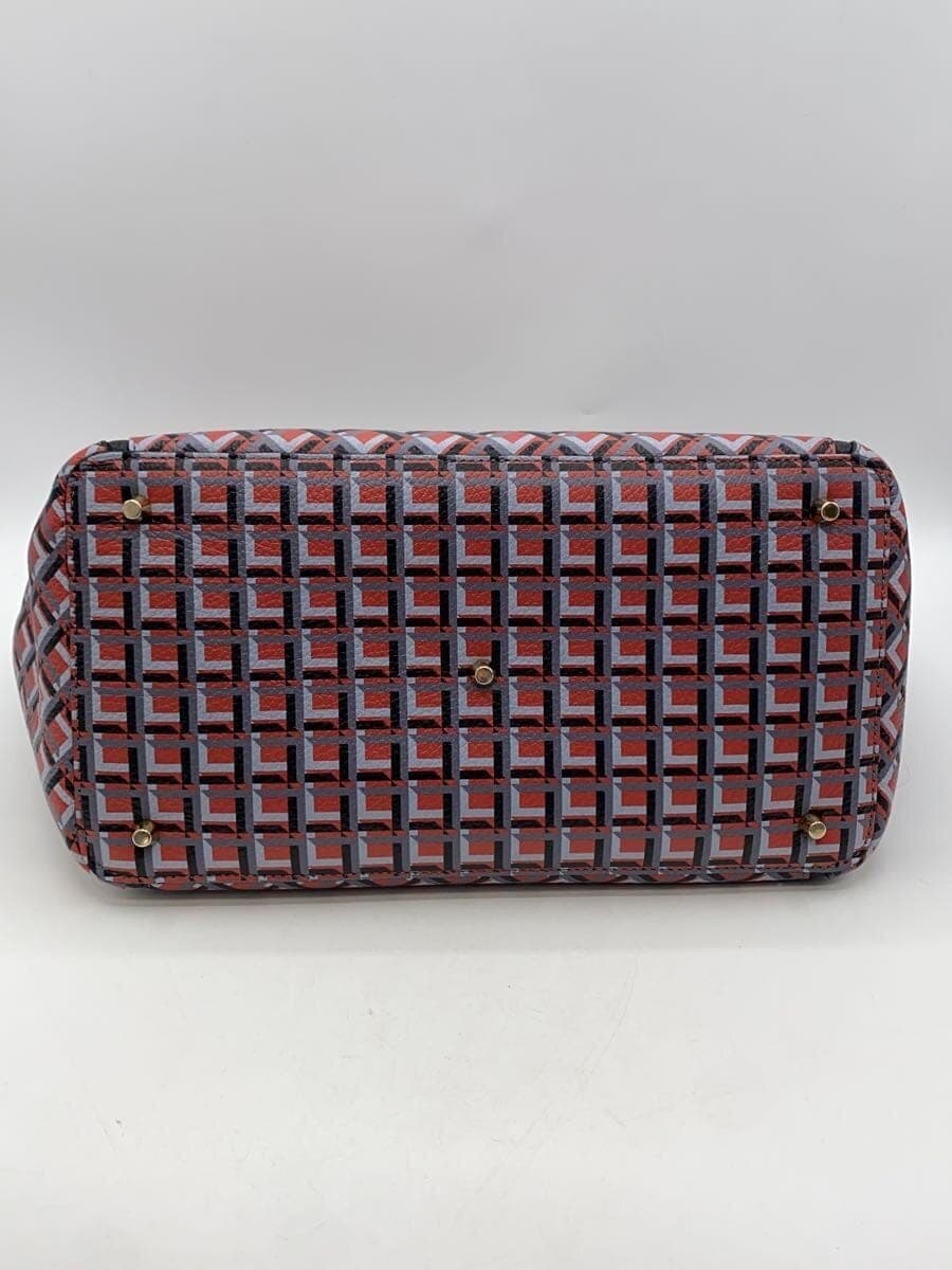 FURLA Handbag Leather RED All Over Pattern 4