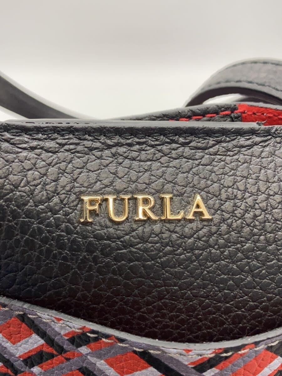FURLA Handbag Leather RED All Over Pattern 5