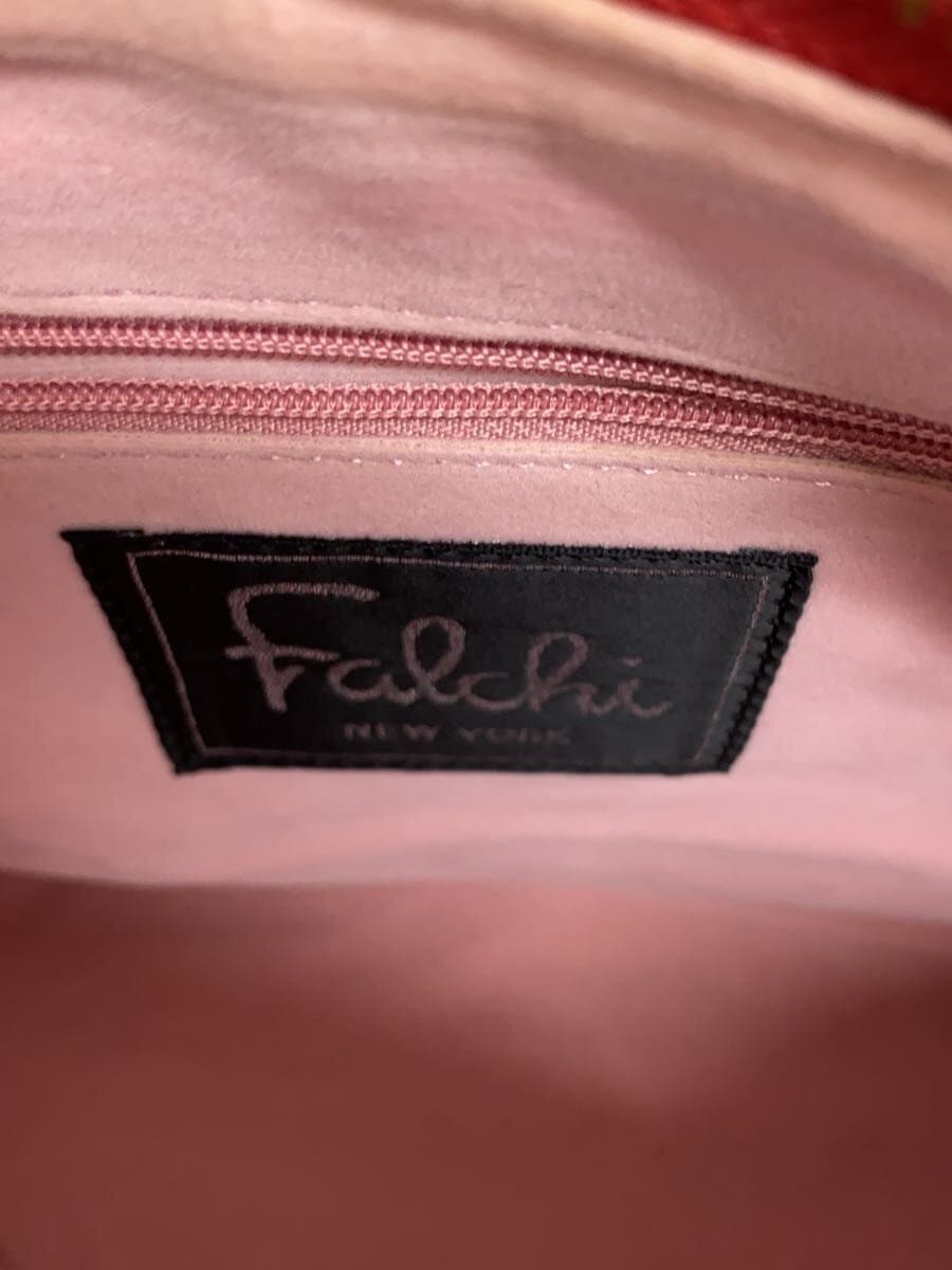 Falchi NEW YORK Handbag Leather RED Solid 5