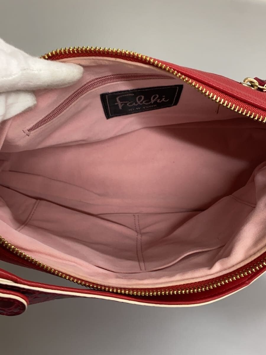Falchi NEW YORK Handbag Leather RED Solid 6